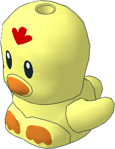 Animal Bird Chick with Black Eyes, Red Comb and Orange Beak and Feet Pattern