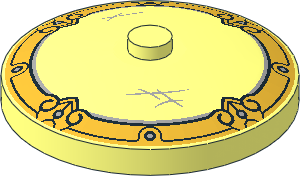 Dish 4 x 4 Inverted with Light Bluish Grey Scratches and Metallic Gold Decorative Border Pattern