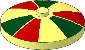 Dish 4 x  4 Inverted with  9 Dark Green, Red and Bright Light Yellow Sections Pattern