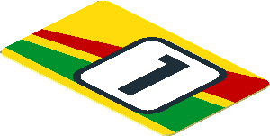 Sticker  0.9 x  1.5 with Black "1" in White Square and Red an Green Stripes - Left Side