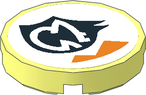 Tile  2 x  2 Round with Orange and Black Alien Character on White Background Right Sticker