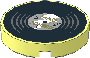 Tile  2 x  2 Round with Vinyl Record "MUSIC for ZOMBIES" Sticker