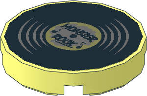 Tile  2 x  2 Round with Vinyl Record "MONSTER ROCK" Sticker