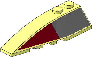 Wedge  2 x  6 Double Left with Dark Red Triangle Sticker