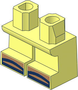 Minifig Hips and Legs Short with Medium Nougat Feet and Dark Blue Flip-Flops Pattern