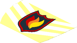 Sticker  2.6 x  4.6 Trapezoidal with Fire Logo Badge and Three White Chevrons (Formed)