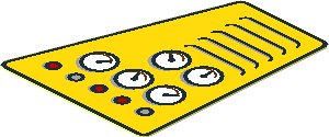 Sticker  2.05 x  1.6 with 5 Gauges, 5 Lamps and Louvres on Yellow Backgroud