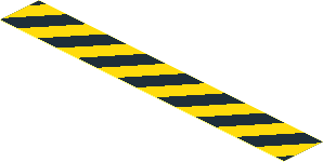 Sticker  0.8 x  5.8 with Black/Yellow Chevron, Top Right to Bottom Left
