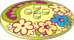 Dish  6 x  6 Inverted with Solid Studs with Four Flowers and Large Magenta Mouth Pattern