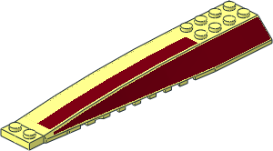 Wedge  4 x 16 Triple Curved with Dark Red Side Left and Dark Red Rectangle on Top Stickers
