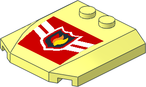 Wedge  4 x  4 x  0.667 Curved with Fire Logo Badge and Two White Chevrons Sticker