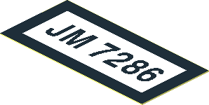 Sticker  0.9 x  1.9 with Black "JM 7286" and Border on White Background