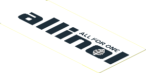 Sticker  1.8 x  3.8 with Black "ALL FOR ONE allinol" on White Background