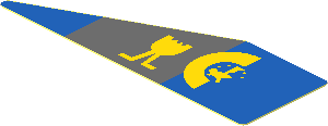 Sticker  0.8 x  2.6 Triangular with Blue and Dark Bluish Grey Panels and Yellow Markings Right