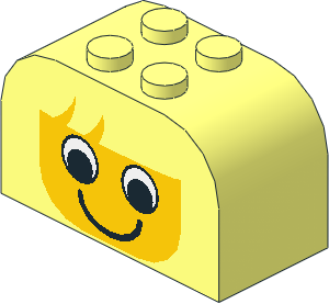 Brick  2 x  4 x  2 with Curved Top with Girl Face Pattern