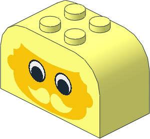 Brick  2 x  4 x  2 with Curved Top with Man Face with Moustache Pattern