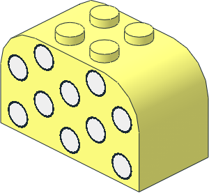 Brick  2 x  4 x  2 with Curved Top with Ten White Dots Pattern