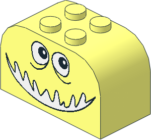 Brick  2 x  4 x  2 with Curved Top with Monster Eyes and White Teeth Pattern