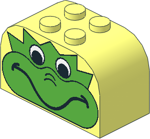 Brick  2 x  4 x  2 with Curved Top with Dragon Face Pattern