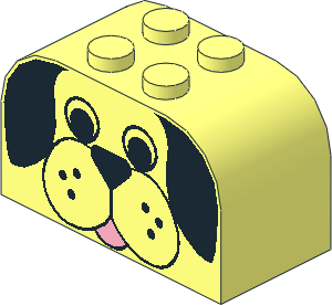 Brick  2 x  4 x  2 with Curved Top with Dog Face Pattern