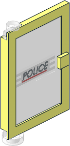 Door  1 x  4 x  5 Left with Trans Clear Glass with Black "POLICE", Red Line and White Stripes Sticker