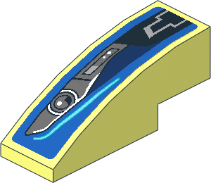 Slope Brick Curved  3 x  1 with Headlamp on Blue Background Right Sticker
