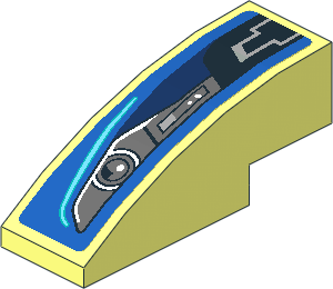 Slope Brick Curved  3 x  1 with Headlamp on Blue Background Left Sticker