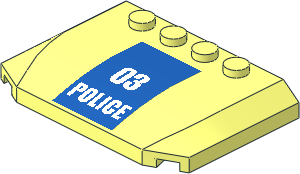 Slope Brick 45  4 x  6 x  0.667 Double Curved with White "03 POLICE" Sticker