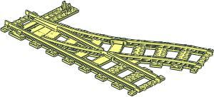 Train Track 6 Studs Wide Switch Point Right with Underside Cover Plate