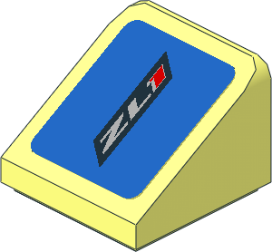 Slope Brick 31  1 x  1 x 0.667 with ZL1 Logo on Blue Background Sticker