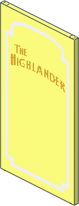 Glass for Window  1 x  4 x  6 with 'THE HIGHLANDER' and White Decorative Border Pattern
