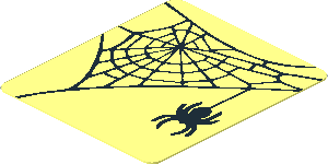 Sticker  1.5 x  1.3 with Spider and Web in Upper Left Corner