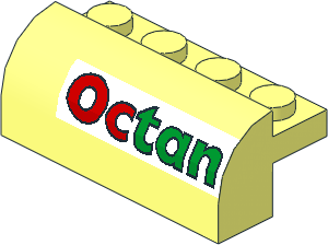 Brick  2 x  4 x  1.333 with Red/Green "Octan" with Black Border on White Background Sticker