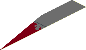 Sticker  0.9 x  5.4 with Dark Red Triangle and Peeling Paint
