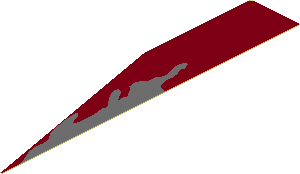 Sticker  0.9 x  5.4 with Dark Red Peeling Paint Right Model