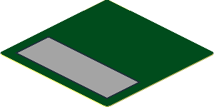 Sticker  1.7 x  1.7 with Light Bluish Grey Rectangle with Black Border on Dark Green Background