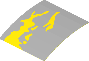 Sticker  1.7 x  1.7 with Yellow Dirt Stains on Light Bluish Grey Background Left Model (Formed)