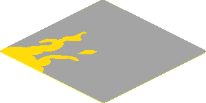 Sticker  1.7 x  1.7 with Yellow Dirt Stains on Light Bluish Grey Background Right Model