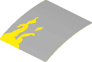 Sticker  1.7 x  1.7 with Yellow Dirt Stains on Light Bluish Grey Background Right Model (Formed)