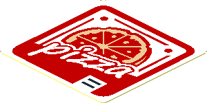 Sticker  1.8 x  1.8 with Red, White and Tan Pizza Box
