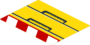Sticker  2.6 x  3.5 with Black Lines and Rectangles and Red and White Danger Stripes Leaning Left