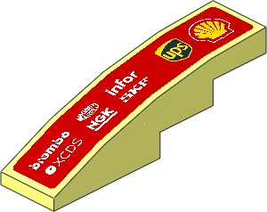 Slope Brick Curved  4 x  1 with Logos on Red Background Right Sticker