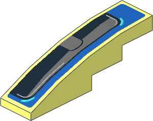 Slope Brick Curved  4 x  1 with Black Window and Grey Frame on Blue Background Right Sticker