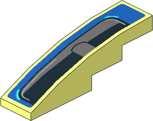 Slope Brick Curved  4 x  1 with Black Window and Grey Frame on Blue Background Left Sticker