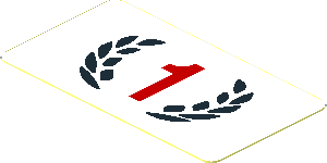 Sticker  1.0 x  1.8 with Red Number 1 and Black Laurel Wreath