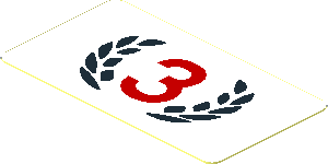 Sticker  1.0 x  1.8 with Red Number 3 and Black Laurel Wreath