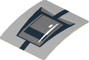 Sticker  1.8 x  1.9 with Black Air Vent on Grey Background (Formed)