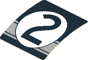 Sticker  1.9 x  1.8 with Black Number 2 in White Disc on Black Background (Formed)