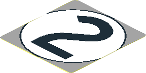 Sticker  1.9 x  1.8 with Black Number 2 in White Disc on Grey Background