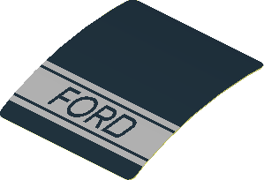 Sticker  1.9 x  1.8 with Black Ford Text in Grey Stripe on Black Background (Formed)